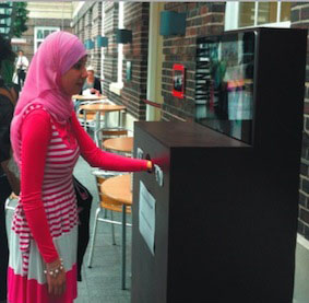 Teletalker booth at Middlesex University