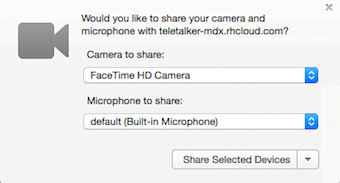 The browser ask you about taking over your camera and microphone